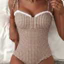 Herseas Women’s Striped One Piece Swimsuits Tie Shoulder High Cut Tummy Control Bathing Suit 2026 Summer Beach Swimwear (XL)