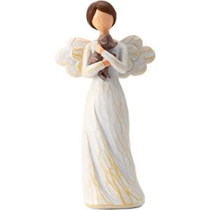 TOHLUCS Angel Figurine with Dog - 6.2 Inch Hand-Painted Resin Statue - Sympathy Memorial Gift for Pet Loss, Dog Mom Remembrance, and Friendship - Rustic Faceless Guardian Angel Home Decor
