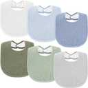 Susurration Muslin Baby Bibs 6 Pack Cotton Baby Drool Bibs,Soft Adjustable Baby Drooling Bibs for Unisex Boys Girls (Blue-green)