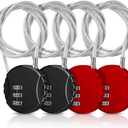 4 Pieces 3 Digit Combination Cable Lock Wire Stroller Waterproof Padlock Lightweight Flexible Locker Gate Lock for School Luggage Helmet Gym Fence Door Sports Bike(Black, Red)