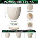 Ceramic Flower Pots, 8 Inch Plant Pot with Saucer, Cream White