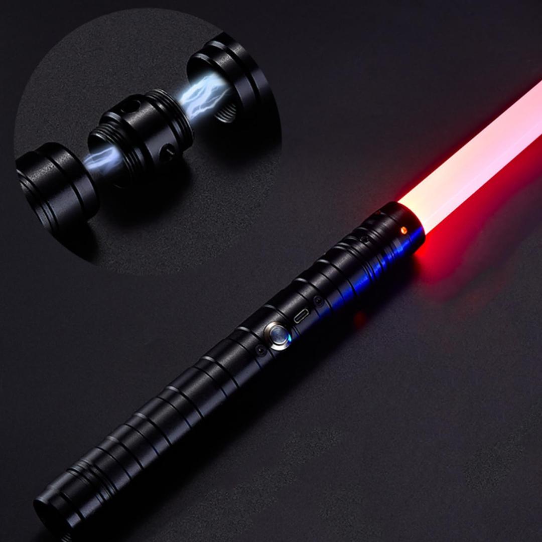 Lightsaber Fx Dueling Force 15 RGB Colors Type-C Metal Hilt Rechargeable 4 Modes Force Fx Dueling Light Saber Lightsaber Gifts for Boyfriend Girlfriend and Adults (Black)