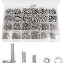 binifiMux 940pcs M2 M3 M4 M5 Hex Nuts Screws Bolts and Washers Assortment Kit, 304 Stainless Steel, Plain Finish, Full Thread