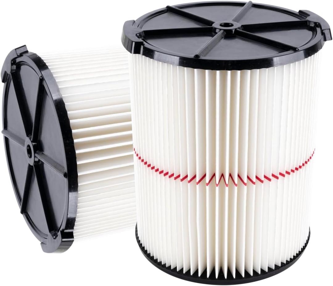 2 Pack CMXZVBE38754 Replacement Filter Fit for Craftsman Shop Vac Wet Dry 5 to 20 Gallon, 9-38754 Red Stripe General Purpose Wet Dry Vac Replacement Filter