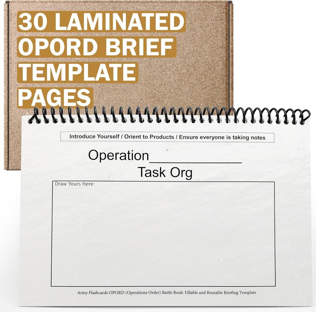 Laminated OPORD Cards by ARMY FLASHCARDS Waterproof Operations Order Shell Battle Book, Military Flashcards for ROTC and Platoon Leaders, USA Veteran Made, Cargo Pocket Size, ArmyGifts Basic Training
