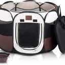 Portable Foldable Playpen Exercise Kennel Dogs Cats Indoor/Outdoor Removable Mesh Shade Cover, Carrying Case & Collapsible Travel Bowl (Medium)