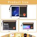 Fireproof Document Bag 2200F/5200F, 1511"with Zipper and Reflective Strip,Heat Insulated Fireproof/Waterproof Bag for Cash, Documents and Valuables, Large Black-5200F