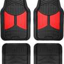 FH Group Full Set Trimmable Rubber Floor Mats, Monster Eyes (Red) - Universal Fit for Cars Trucks and SUVs