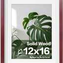 Egofine 12x16 Picture Frames with Plexiglass, Display Pictures 9x12/11x14 with Mat or 12x16 Without Mat for Wall Mounting, Cherry Red