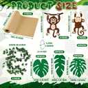 77 Pcs Jungle Monkey Themed Party Decorations Rainforest Tropical 2026 Vbs Safari Birthday Decor with 12 Felt Hanging Monkeys 98.4ft Kraft Paper 14.4ft Artificial Rattan 60 Leaf Garland for Classroom