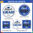 Graduation Decorations 2026, 200 Pcs Class of 2026 Graduation Party Supplies Kit with Paper Plates, Luncheon and Cocktail Napkins, Congrats Grad Decorations for 50 Guests (Blue)