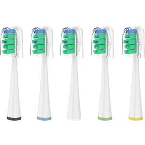 Replacement Brush Heads for Waterpik Sensonic Complete Care Toothbrush, with Covers, Compact, White, 5 Count