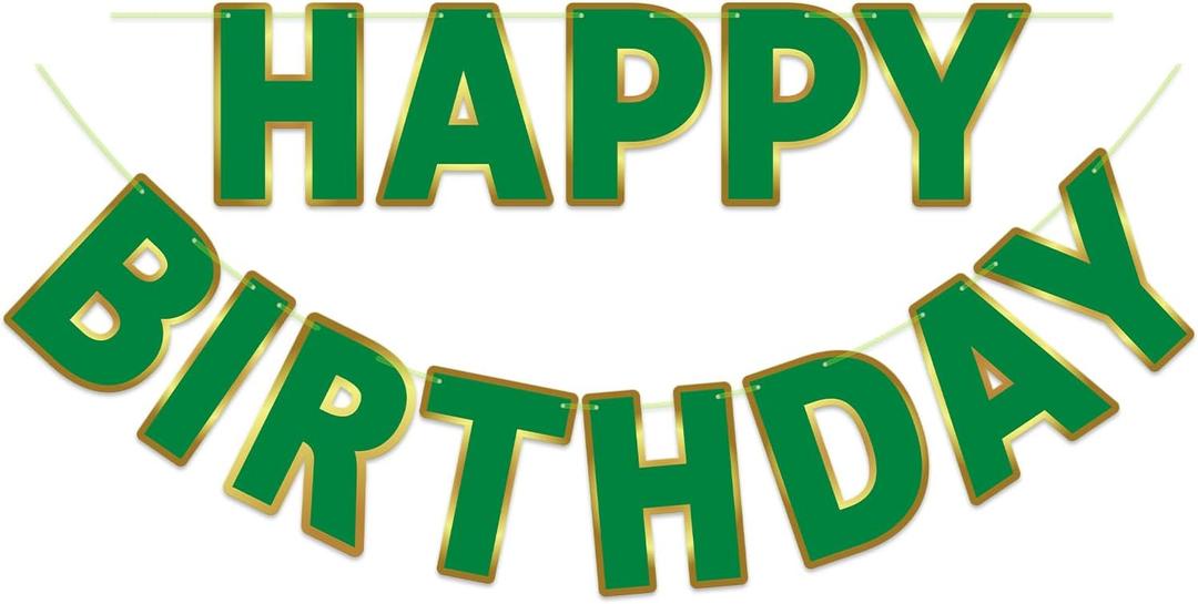 Happy Birthday Banner - 9ft Pre-Strung Happy Birthday Sign for Women, Men, Girls, Boys - No DIY Birthday Decorations & Party Supplies(Green)