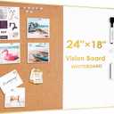 ARCOBIS Cork Board White Board Combo, 24 x 18 Inch Bulletin Board-Gold Frame, Magnetic Dry Erase Board & Corkboard for Wall, Vision Board for Home, Office, School