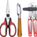 Left Handed Kitchen Scissors Shears and Can Opener, Peeler Set, Lefty Kitchen Tools Utensils for Left Hand People/Adults(3 in 1)