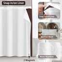 No Hook Shower Curtain and Liner Set,Brown Hotel Waffle Shower Curtain with Liner 75" L x 72" W