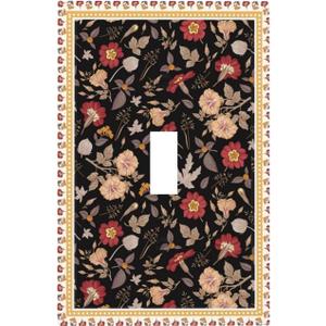 Decorative Light Switch Cover Plate Boho Vintage Floral Bohemian Flower Leaves 1 Gang Single Toggle Wall Plate Electrical Outlet Covers Decorate Switch Plate Cover for Bedroom Home Decor