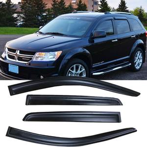 Side Window Wind Vent Deflector fit for 2009-2020 Dodge Journey, 4pcs Outside Mount Style Tape-On Rain Guards Set, Dark Smoke Nice Window Visor 94072