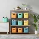 ORGIDOL 8 Pack Colorful Storage Bins with Lids Stackable Storage Container for Organizing, Storage Boxes with Handle for Shelves, Cute Storage Bin for Craft, Snacks, 9.85x6.9x5.7 inch