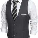 COOFANDY Men's Suit Vest Slim Fit Formal Dress Waistcoat Casual Business Vests for Suit or Tuxedo, Size XL
