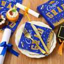 Supervitae 100 Pcs Graduation Napkins Class of 2026 Disposable Graduation Cocktail Napkin Congrats Grad Square Paper Tissues for 2026 High School University College Party Supplies(Blue,Grad)