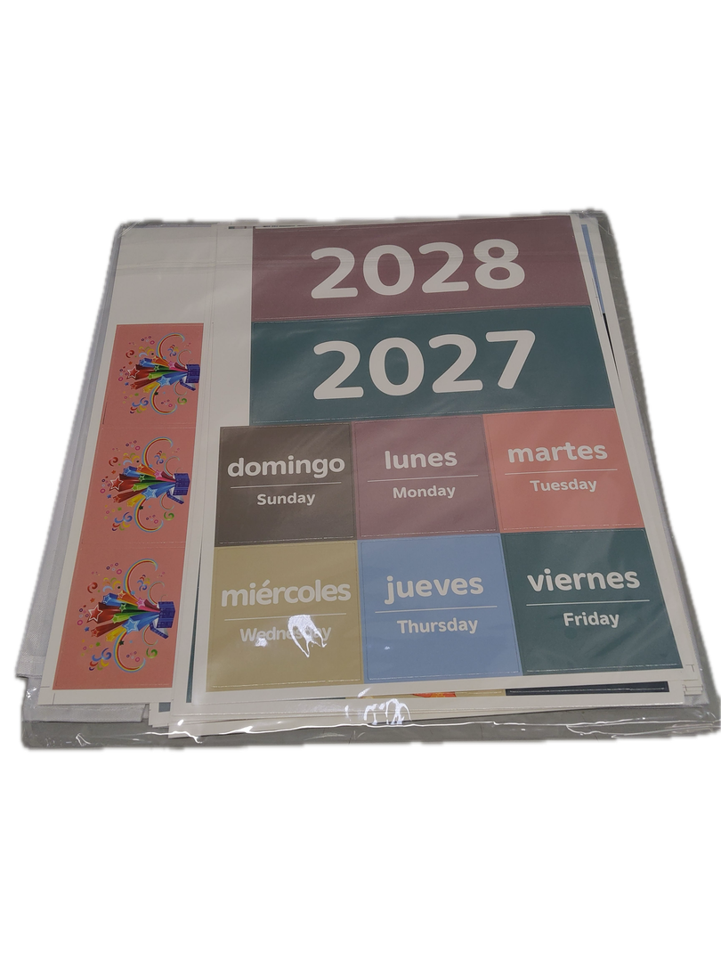 Monthly Calendar Pocket Chart for Classroom, Printed Days of The Week with Cards, Learning for Home or Kindergarten, Teacher Must Have Supplies That Fits Any School Décor (Spanish White)