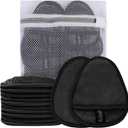 KinHwa Makeup Remover Pads Reusable Washable Microfiber Face Pads Super Soft Makeup Remover Pads with Laundry Bag Black 12 Pcs