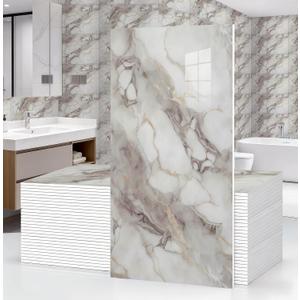 GRITHOME 10Pcs Marble Wall Panels 23.6"X11.8" PVC Waterproof Tiles Peel and Stick Wall Panels Self Adhesive Backsplash Tiles for Kitchen Living Rooms TV Walls Bathroom Rv Camper Van (Not Real Tile)