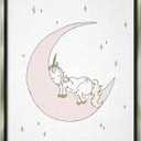 Stupell Industries Cozy Sleeping Unicorn Nighttime Moon Delicate Stars Floating Framed Wall Art, Design By Sweet Melody Designs (22"x18.5", Grey Floater Framed)