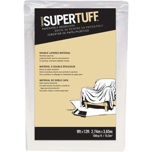 Trimaco SuperTuff Paper/Poly Drop Cloth, 9ft x 12ft