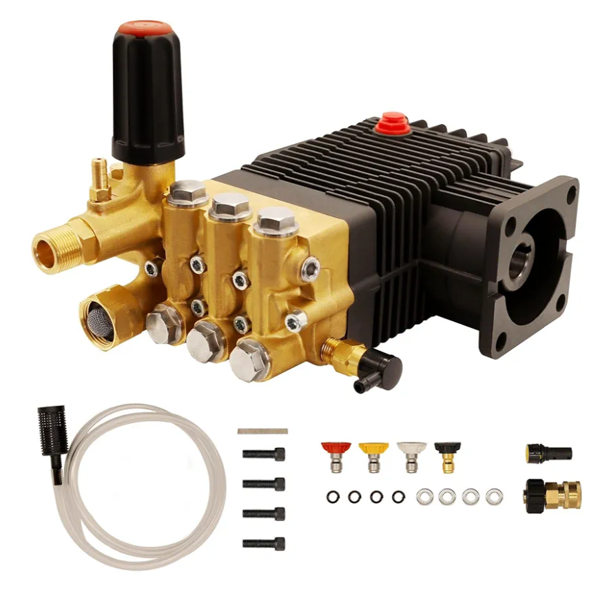PW-ON Pressure Washer Pump, 3/4" Shaft Horizontal Triplex Plunger, 3700 PSI, 2.5 GPM, Replacement Power Washer Pumps Kit, Compatible with Most Pressure Washer Brands, More Than 500 Hours of use time