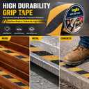 Anti Slip Tape, 4 Inch x 42 Ft Grip Tape for Stairs Outdoor/Indoor, Waterproof Non Skid Roll for Stair Treads Non Slip, High Traction Friction Abrasive Adhesive Stair Steps, Caution Yellow/Black