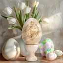 Easter Decor, He is Risen Wooden Egg Decoration, Christian Basket Filler, Easter Gifts Religious for Adult, Church, Jesus, Easter Decoration Centerpieces for Home Table, Tiered Tray Decor