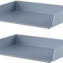 Fuyoooo Paper Organizer for Desk Stackable Plastic Paper Tray Office Organization and Storage 9.37 x 5.91 x 1.57 Inch Stacking File Rectangular Letter Tray for Office Desktop(Gray), Set of 3
