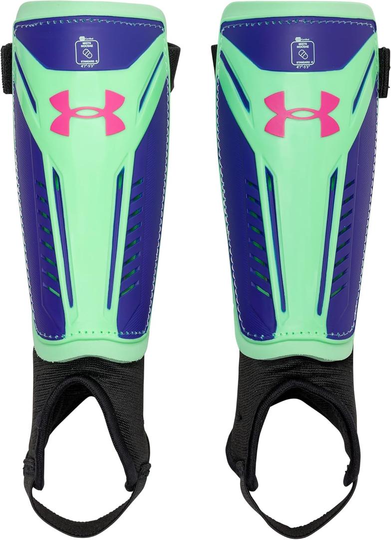 Under Armour Youth Soccer Shin Guards Challenge Shin (Medium, Matrix Green/Cobalt)