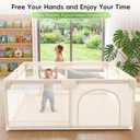 Playpen for Babies and Toddlers 79x71inch - Extra Large Baby Gate Play Pen with Soft Breathable Mesh Cover - Indoor and Outdoor Baby Playard - Portable Playpen for Babies (Apricot)