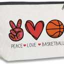 Basketball Gifts for Women Coach Birthday Christmas Gift for Basketball Fans Friends Players Team Gifts Peace Love Makeup Bag 2 Pack