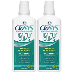 CloSYS Healthy Gums Mouthwash 32 Fl Oz, Pack of 2, Antiplaque, Anti-Gingivitis Mouthwash, Non-Burning, Non-Irritating