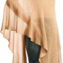 MakeMeChic Ponchos for Women Sheer Poncho Sweater Shawl Wraps Coverup (Beige, S)