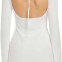 Women's Long Sleeve Dress Flare Mini Dresses Blackless Party Club Dress (S)