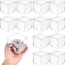12 Pcs Clear Acrylic Plastic Small Acrylic Box with Lid Decorative Storage Box Jewelry Display Mini Clear Container for Home Candy Pill Tiny Jewelry, 3 x 3 x 3