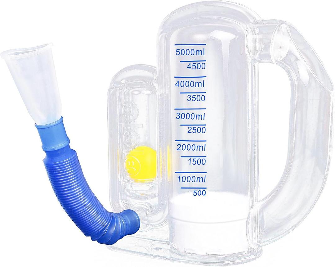 Incentive Spirometer Adult, Breathing Exercise Device for Lungs, Deep Breathing Trainer for Children and Adult, 5000ml Volume Measurement with Flow Rate Indicator