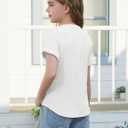 ZDC Girls Short Sleeve T Shirts Kids Summer Textured Tops Crewneck Casual Tee 5-14 Years (White)