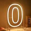 Planzo 0 Zero Led Neon Sign Light 10th 20th 30th 40th 50th Year Old Birthday Baby Cave Backdrop Bedroom Desk Table Wall Sign Decor Banner Wedding Party Decor Gifts Hold Base USB 9.84"x6.9"