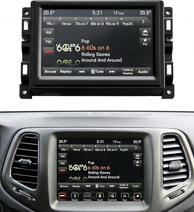 New Replacement 7" Uconnect LCD Display with Bracke LCD Monitor Digitizer Radio Navigation Fit for Jeep Compass 2017-2020 TDO-WXGA0700K00033-V2 TDO-WXGA0700K00057-V1 LMB-K00057BL