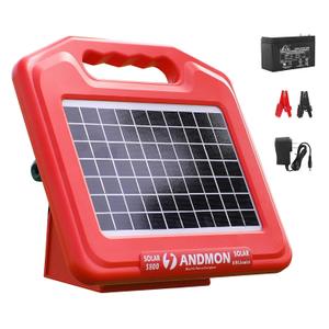 Andmon 50 Miles Solar Electric Fence Charger, 0.95 Joule High-Power Solar Fence Charger for Livestock, Horses, and Wildlife Control, Solar Electric Fence with Easy Installation