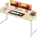 Huuger Computer Desk, 54 Inch Office Desk, Gaming Desk with Storage, Writing Desk Work Desk for Home Office, Study, Modern Simple Desk, Large Legroom, Metal Frame, Maple