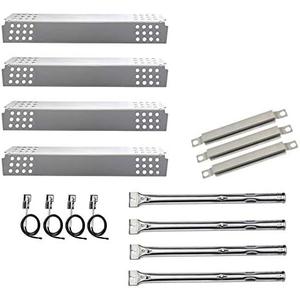 Adviace Grill Replacement Parts for Charbroil 463449914, 463241113 Gas Grills, Pipe Burner Tube, Heat Plate Tent Shield, Crossover Tube, Grill Igniter for CharBroil Commercial 4-Burner Gas Grills