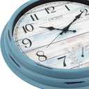 OCEST 16 Inch Indoor Outdoor Clock, Waterproof Large Wall Clock with Thermometer, Silent Non-Ticking Battery Operated Decor for Patio Pool Porch Garden GarageBlue