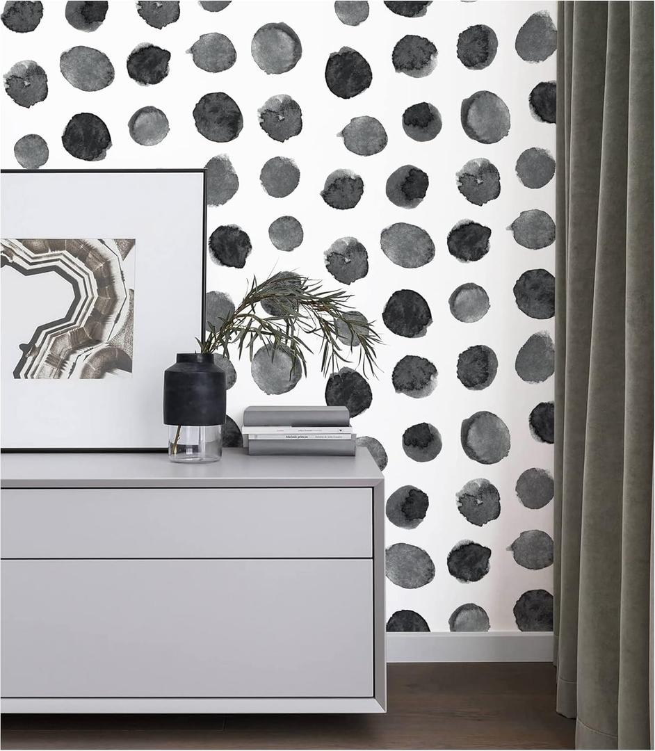 4 x Black and White Peel and Stick Wallpaper, Vintage Self Adhesive Wall Paper, Modern Dark Polka Dot Contact Paper for Cabinets, Drawers, Kitchen, Bathroom and Bedroom, 17.5 x 118 4 x Black and White Peel and Stick Wallpaper, Vintage Self Adhesive Wall Paper, Modern Dark Polka Dot Contact Paper for Cabinets, Drawers, Kitchen, Bathroom and Bedroom, 17.5 x 118